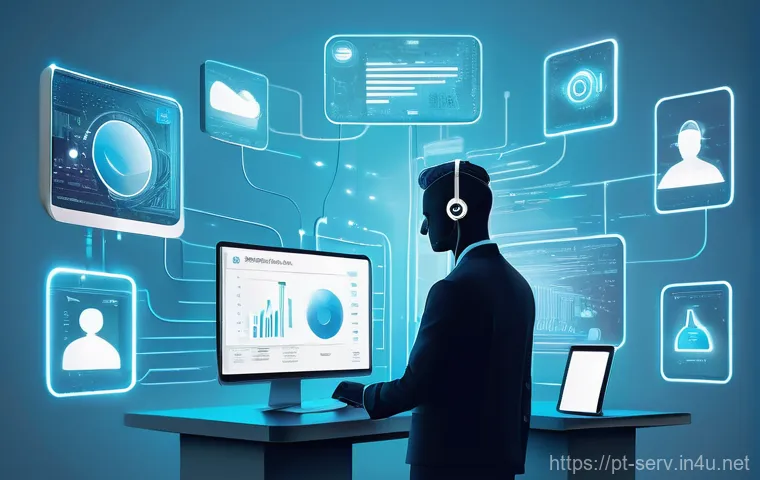 서비스관리사와 서비스 산업 직무 변화 - **Prompt:** A heartwarming scene in a bright, modern customer service lounge. A diverse customer, wa...