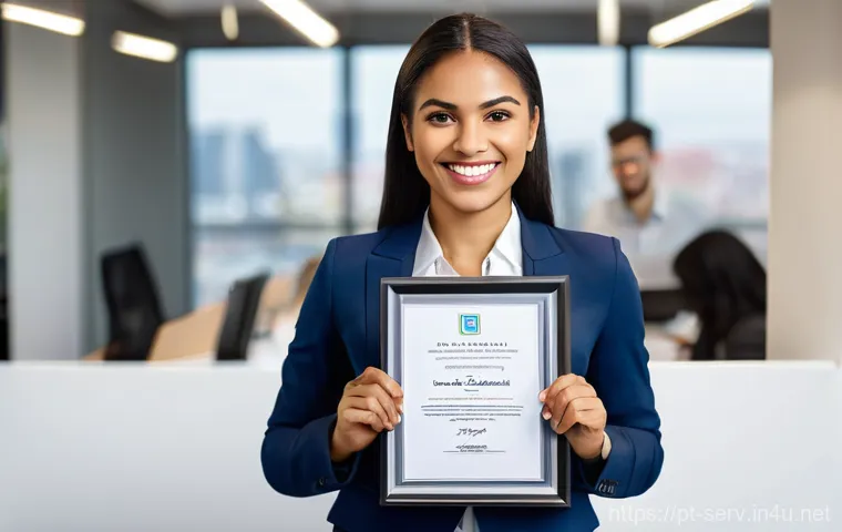 서비스관리사 자격증 활용 사례 - Image Prompt 1: The Certified Professional's Ascent**