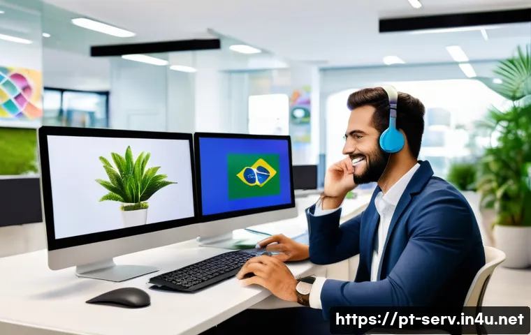 서비스관리사와 서비스 관리 목표 설정 - A modern Brazilian customer service center bustling with diverse professionals engaging warmly with ...
