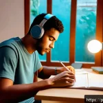 Home 22 서비스관리사 시험 후기 - A focused young adult studying at a neat desk in a quiet, cozy home corner in Brazil, surrounded by ...